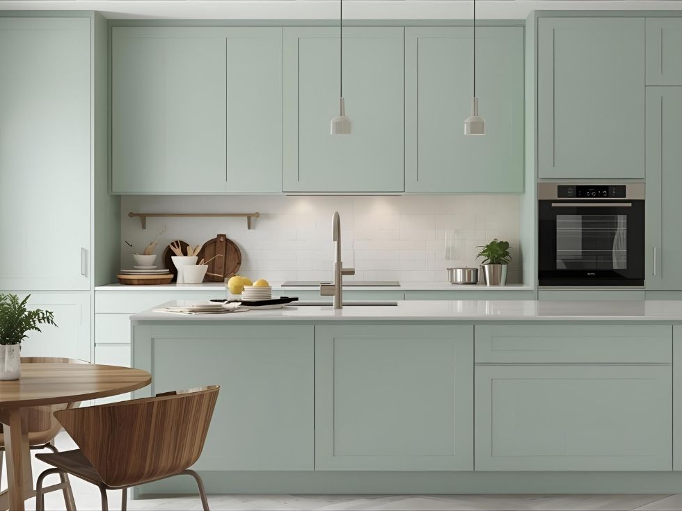 Modern mint green kitchen cupboard colours - Beautiful Homes